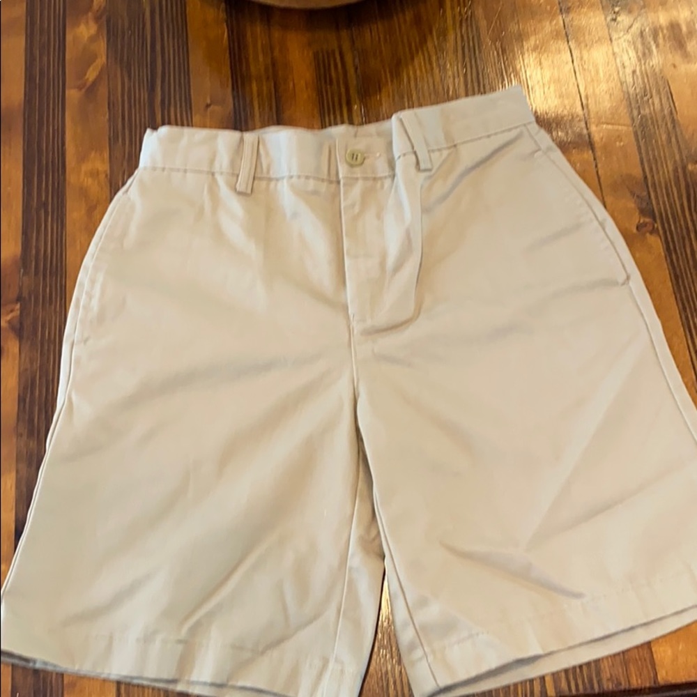 Lands End kids 14 slim khaki shorts, plain front